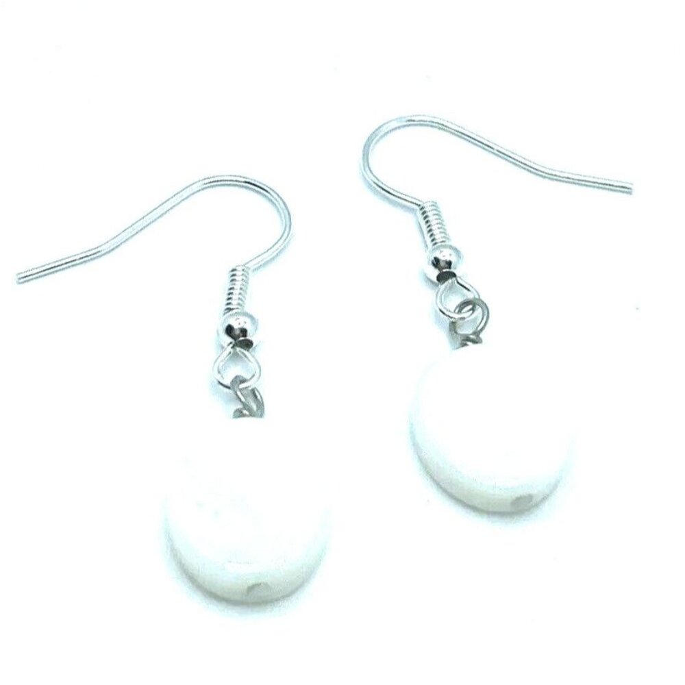 Brighton Ivory Colored Riviera Shell Ovals Beads Silver Round Custom Earrings